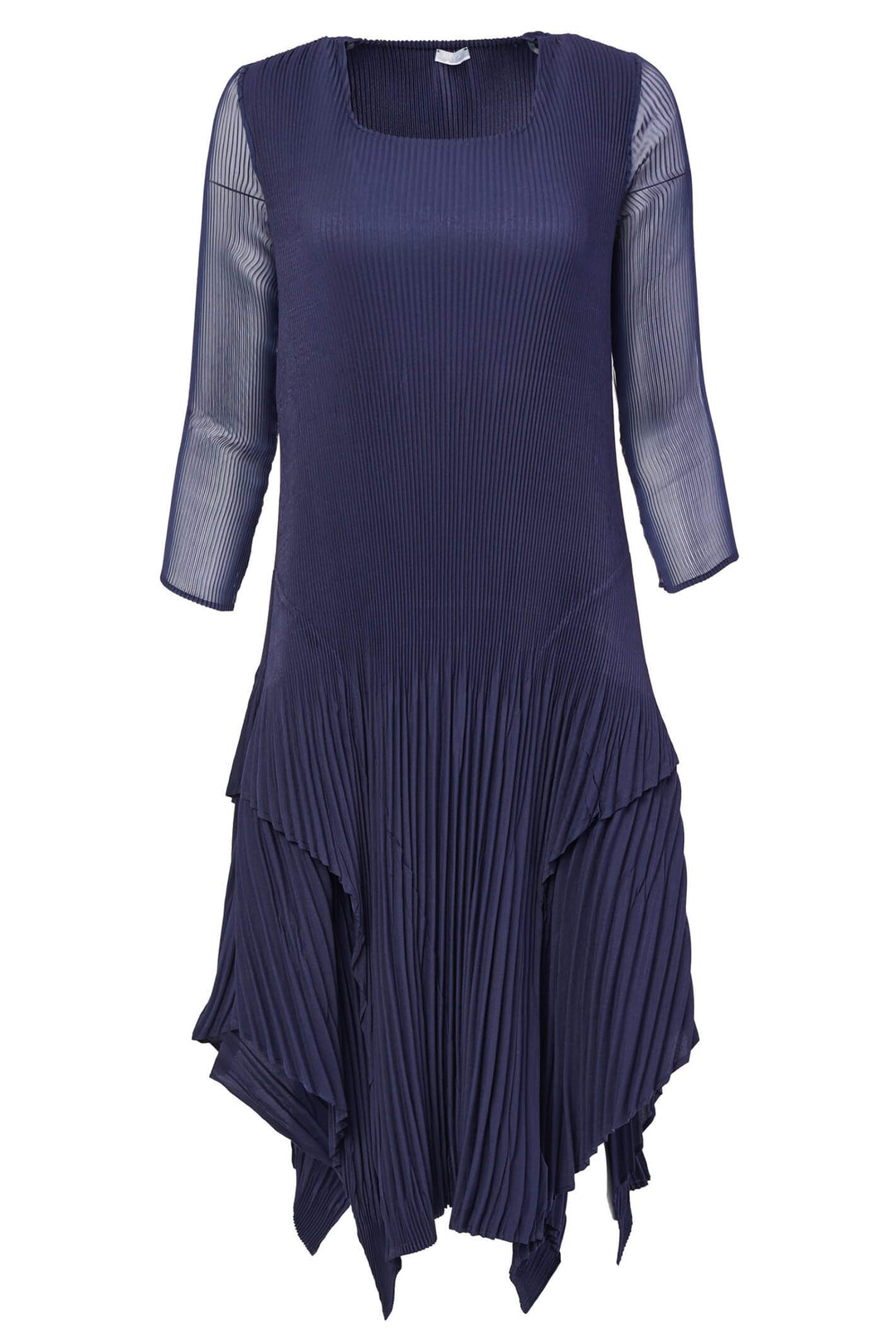 Naya NAW23 181 Navy Pleated Layer Dress With Sleeves - Experience Boutique