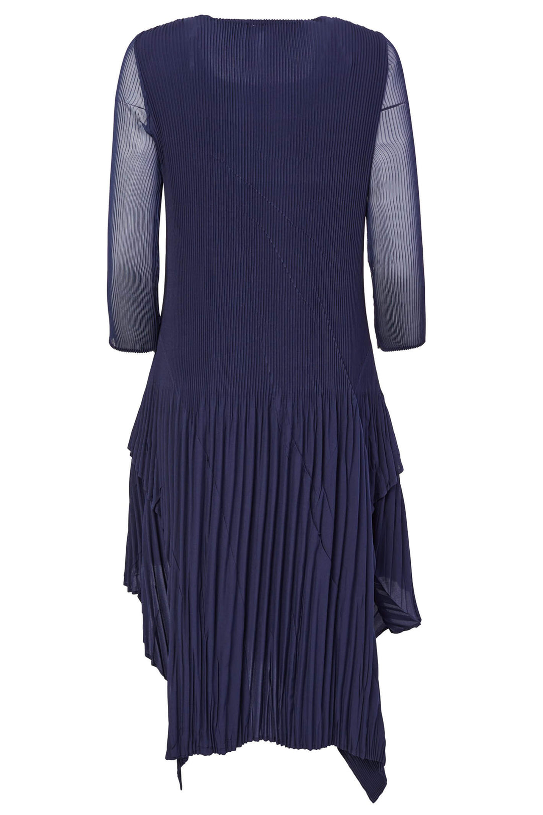 Naya NAW23 181 Navy Pleated Layer Dress With Sleeves - Experience Boutique