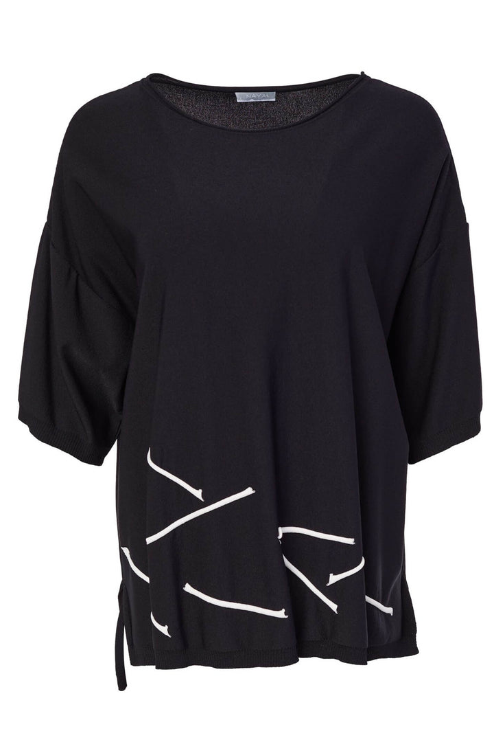 Naya NAW23 206 Black & White Contrast Detail Loose Fit Jumper - Experience Boutique