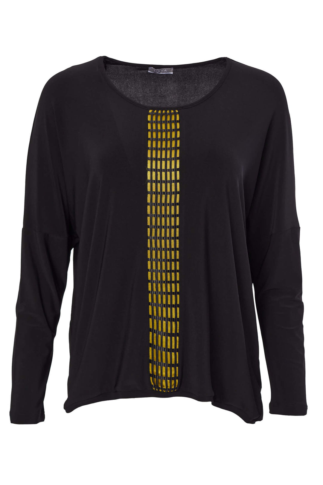 Naya NAW23114 958 Black Yellow Mesh Front Long Sleeve Top - Experience Botique