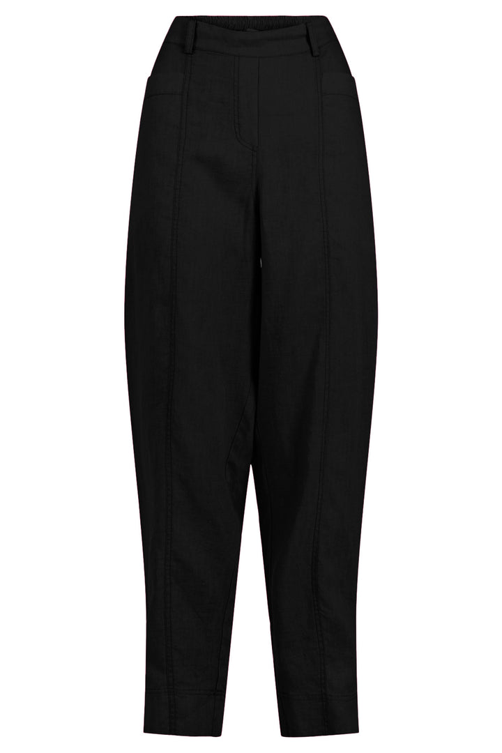 Noen 81370 90 Black Flax Linen Wide Leg Trousers - Experience Boutique
