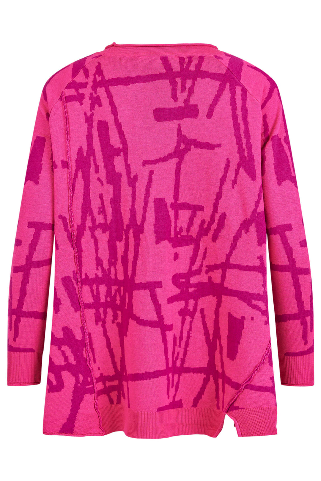 Noen 83389 Pink Patterned Curl Neck Jumper - Experience Boutique