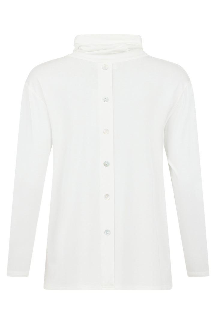 Noen 83678 Off White Button Back Polo Top