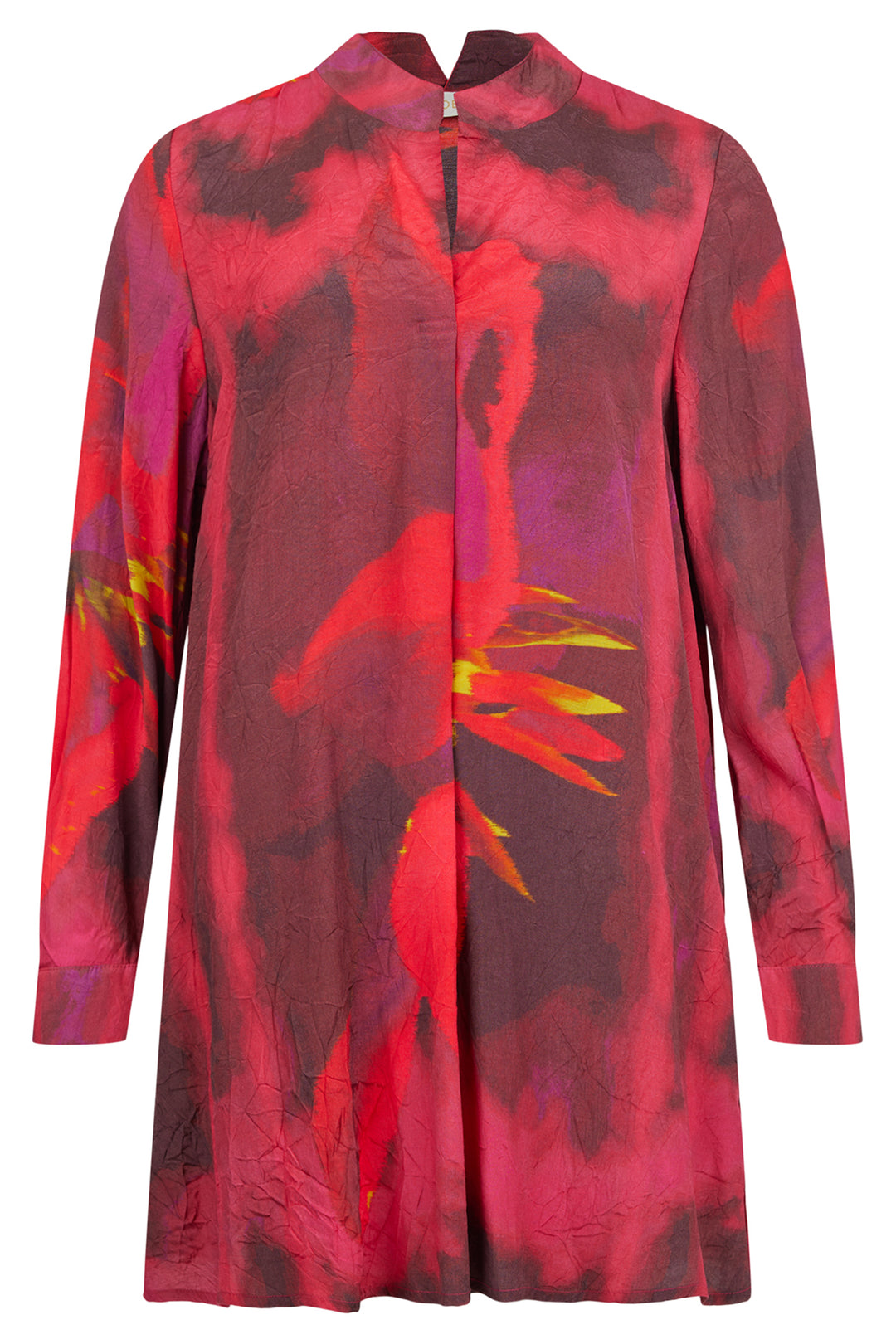 Red floral patterned dress on a white background
