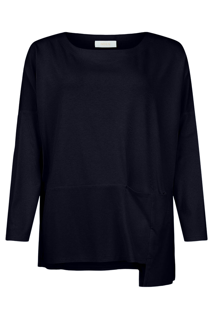 Noen 83754 691 Navy Stepped Hem T-Shirt Top