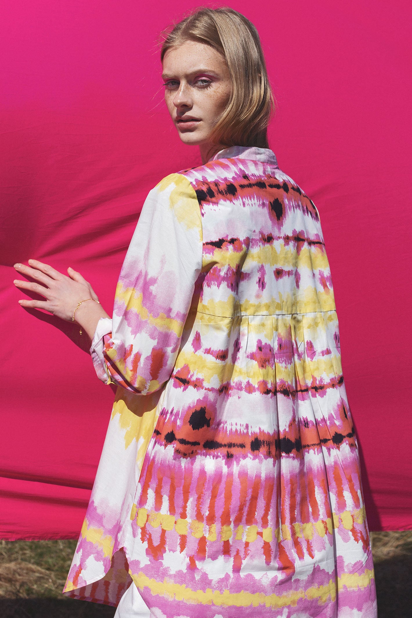 pink and white tunic