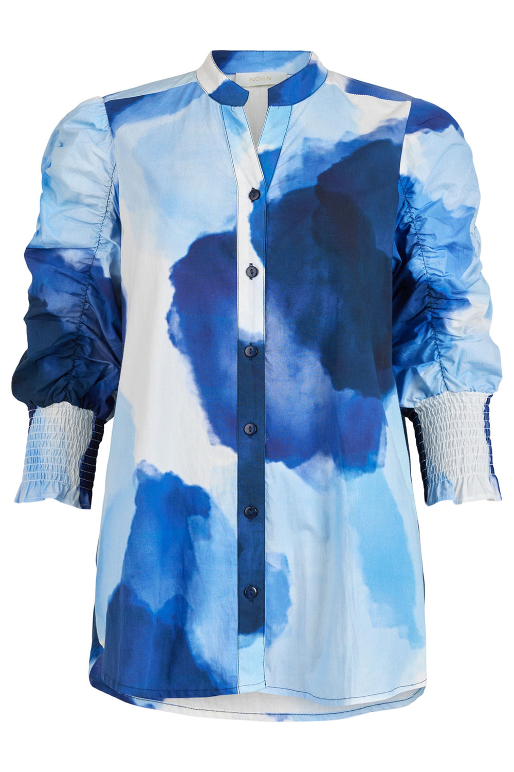 Noen 86180 Blue & White Watercolour Print Blouse - Experience Boutique