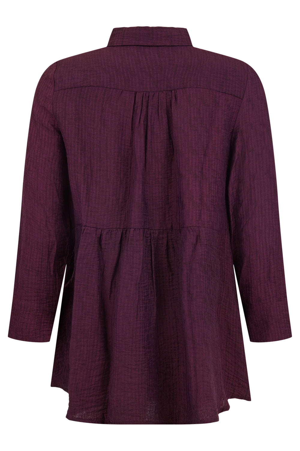Maroon dress with long sleeves on a white background