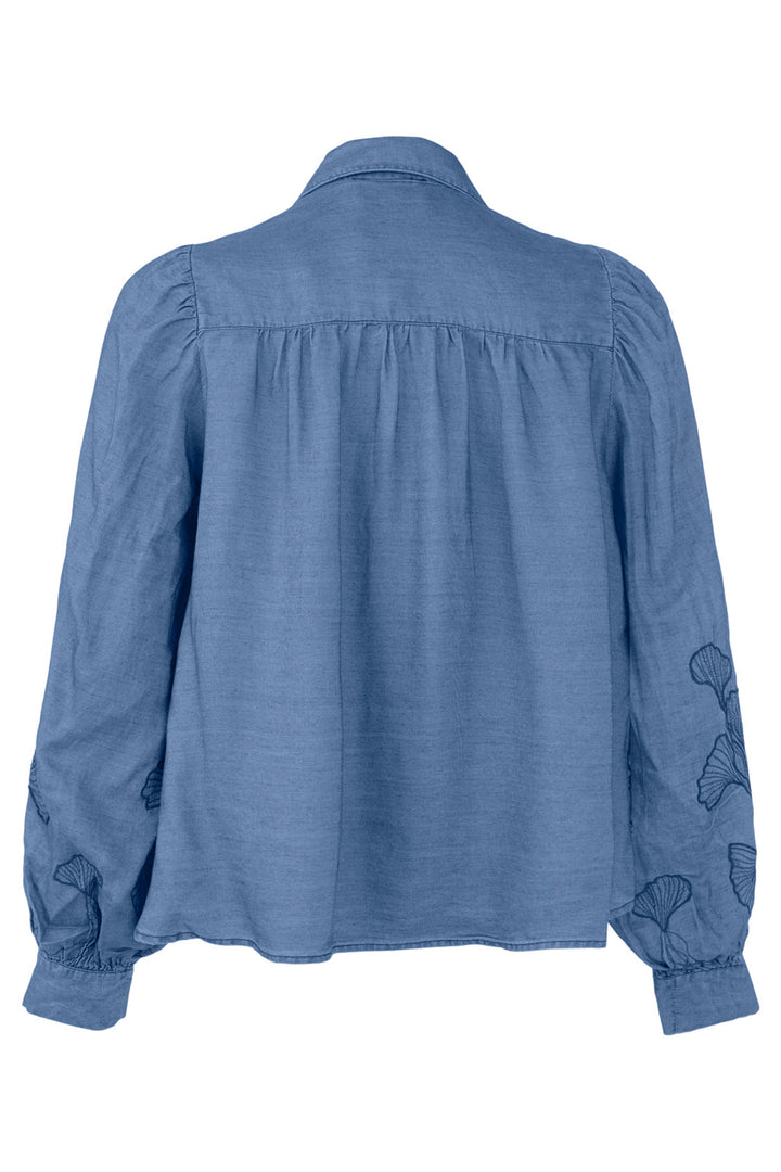 Noen 86274 62 Sea Blue Embroidered Denim Shirt