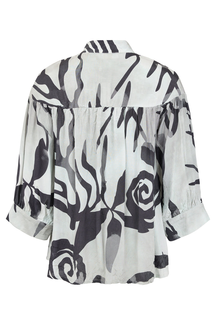 Noen 86278 90 Black Abstract Floral Print Shirt