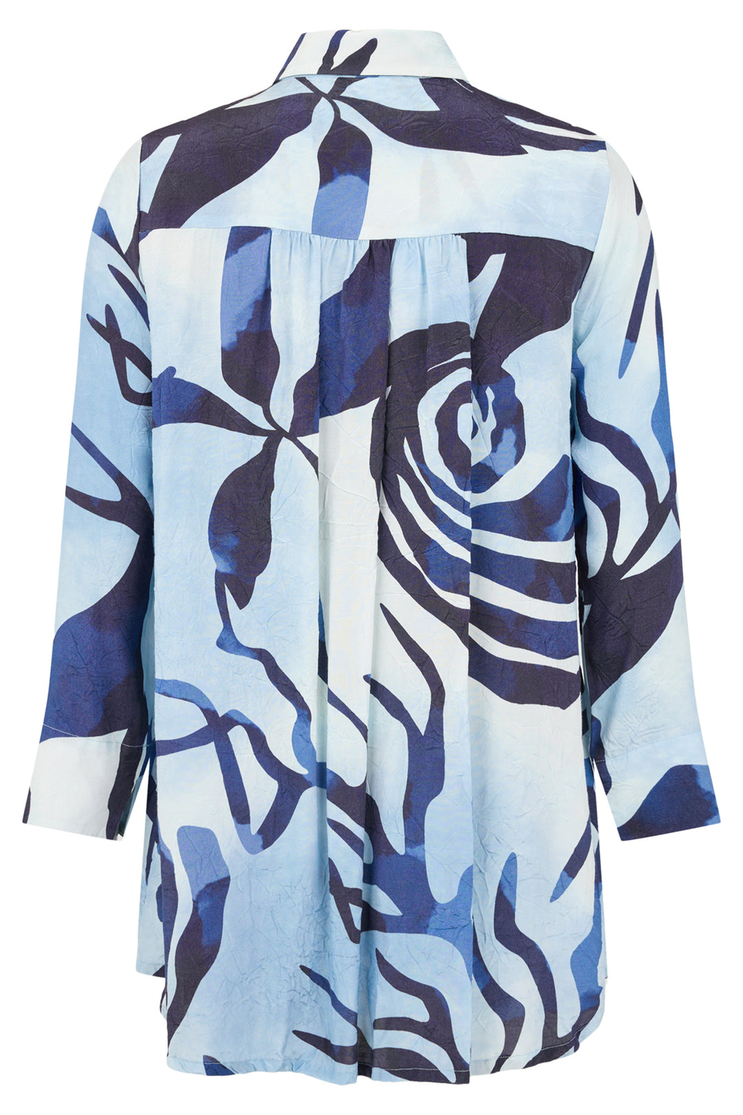 Noen 86279 62 Sea Blue Abstract Floral Print Shirt