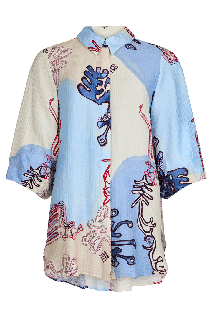 Noen 86283 61 Pale Blue Print Shirt