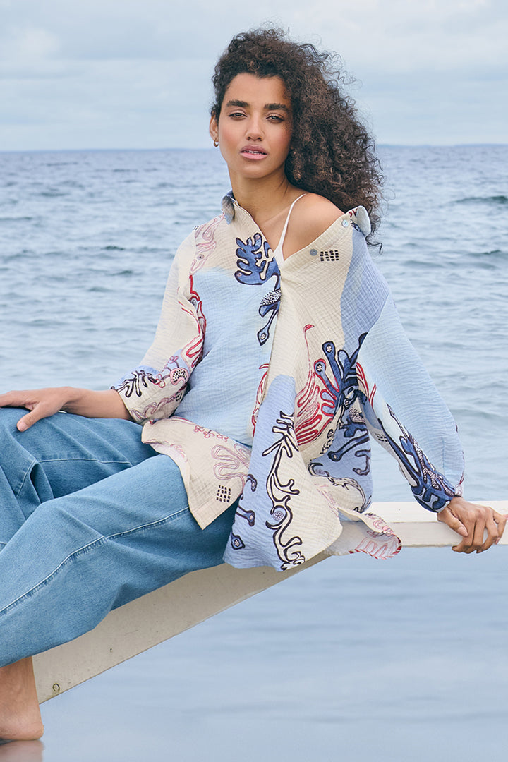 Noen 86283 61 Pale Blue Print Shirt
