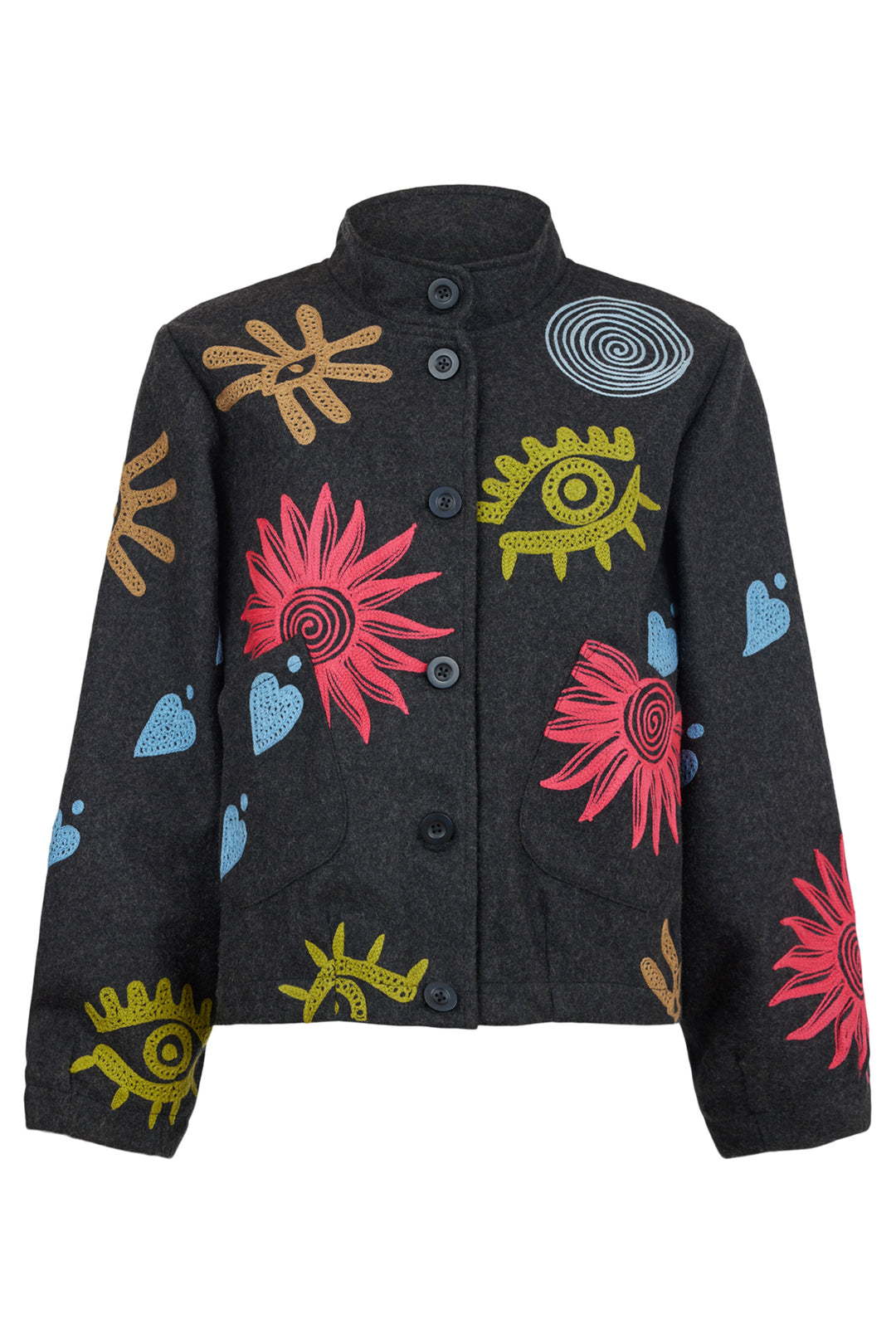 Noen 87155 Grey Wool Embroidered Jacket