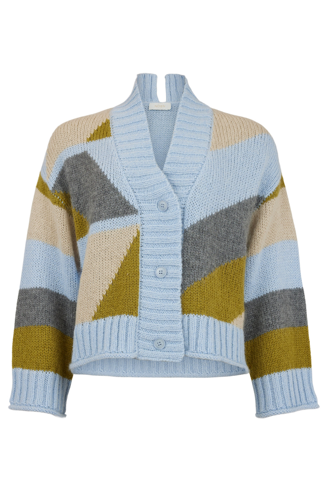 Colorful striped cardigan on a white background