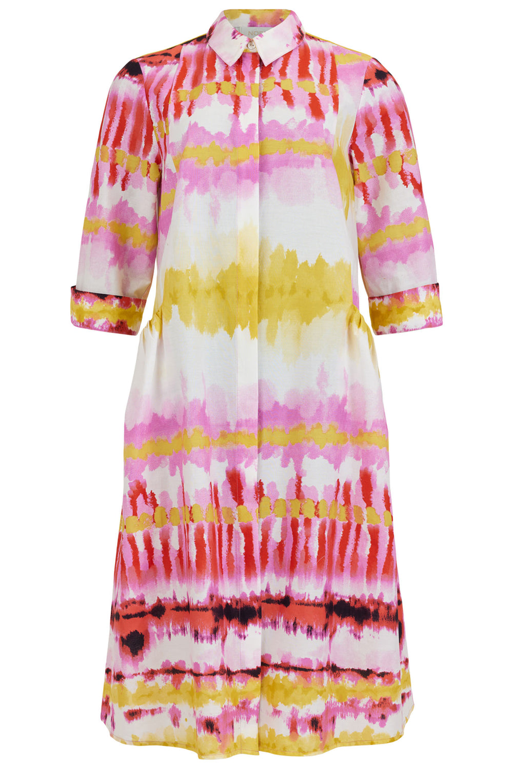 Noen 88486 Pink & Yellow Tie Dye A-Line Midi Dress - Experience Boutique