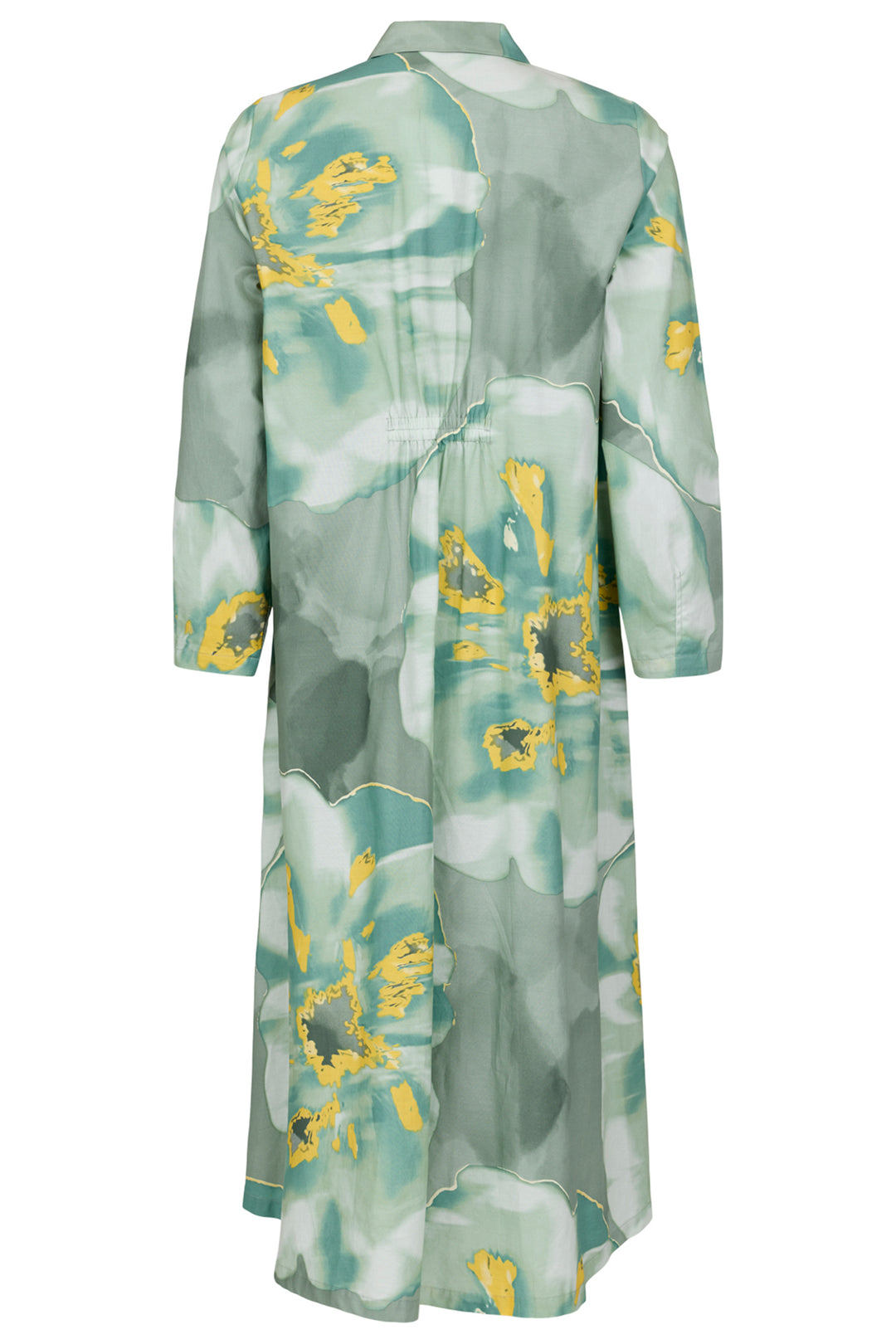Noen 88619 87 Loden Green Abstract Print Cotton Shirt Dress
