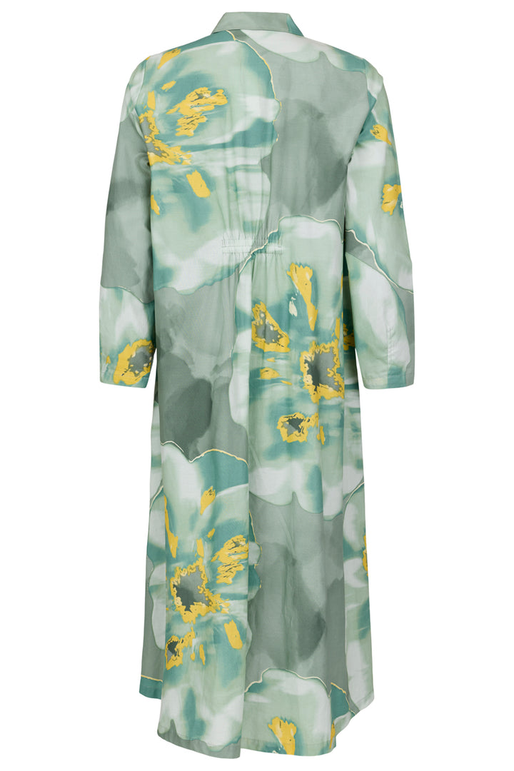 Noen 88619 87 Loden Green Abstract Print Cotton Shirt Dress