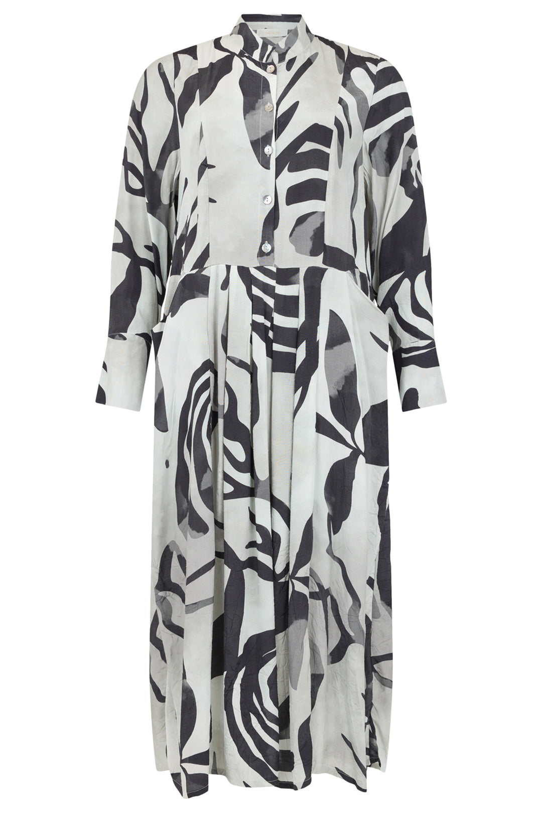 Noen 88621 90 Black Abstract Leaf Print Dress