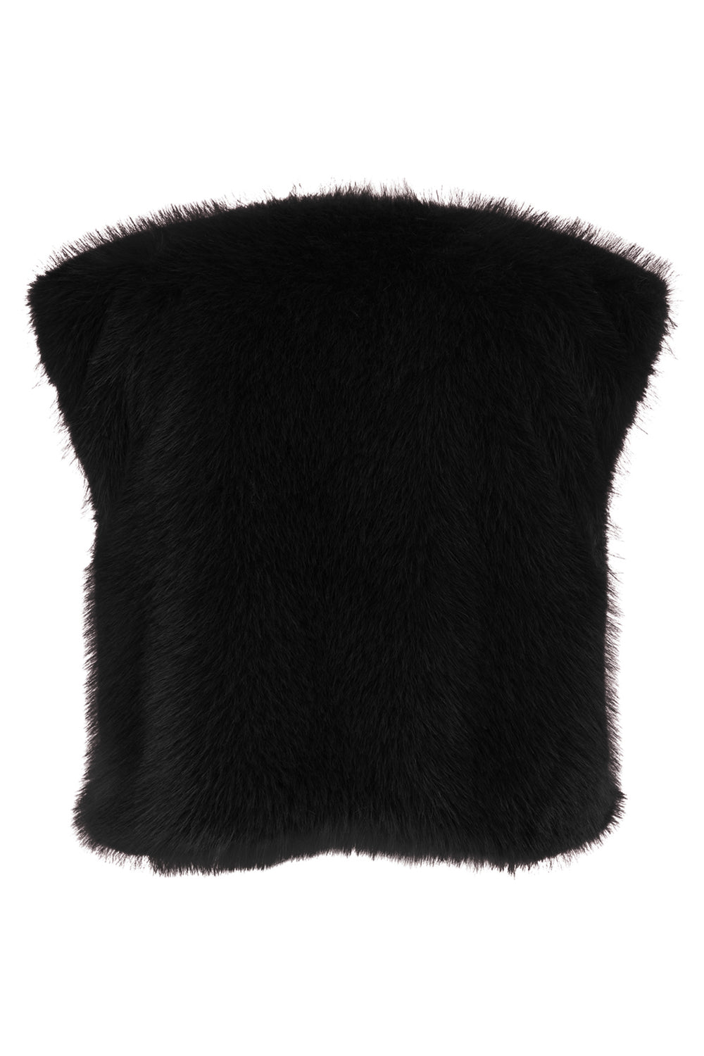 Black fur pillow on a white background