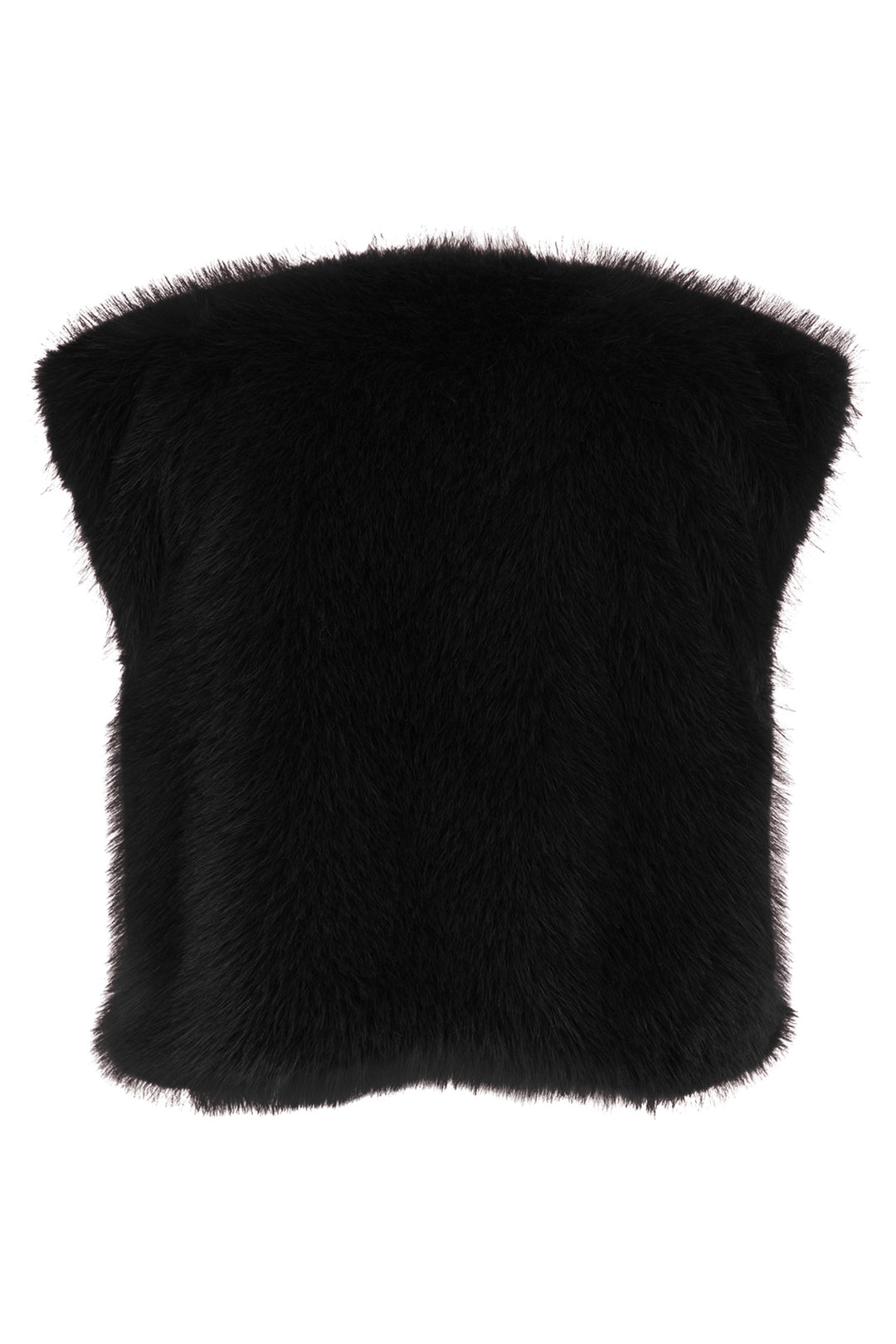 Black fur pillow on a white background