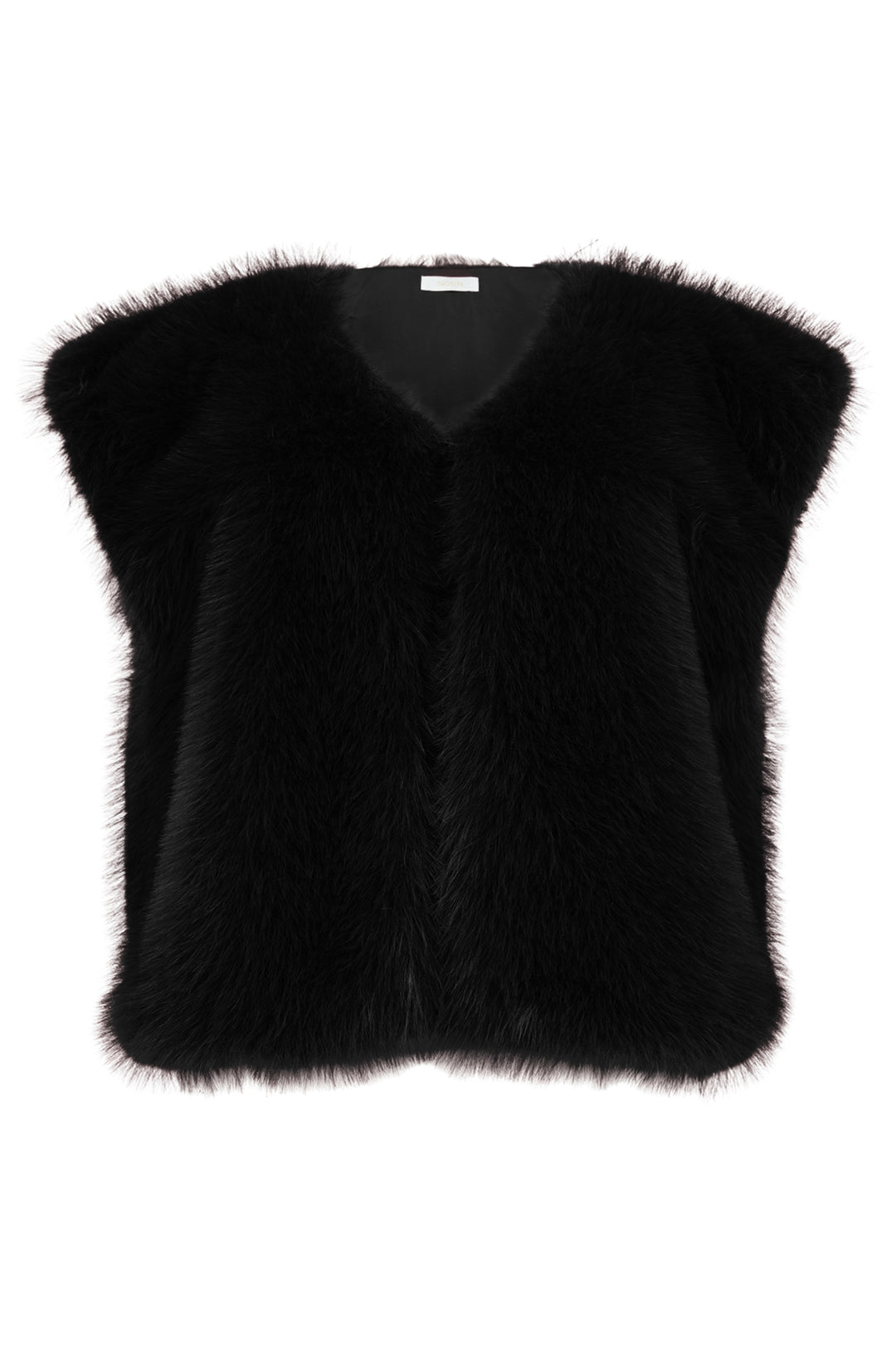 Black fur vest on a white background