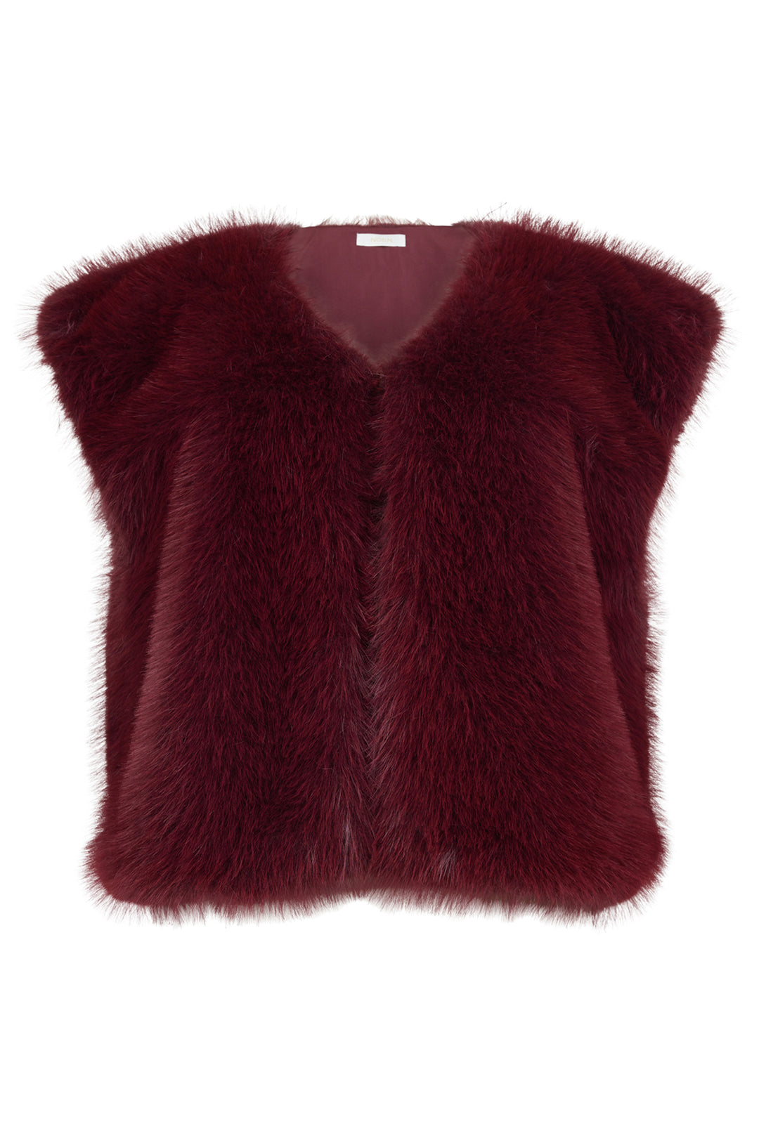 Maroon fur vest on a white background