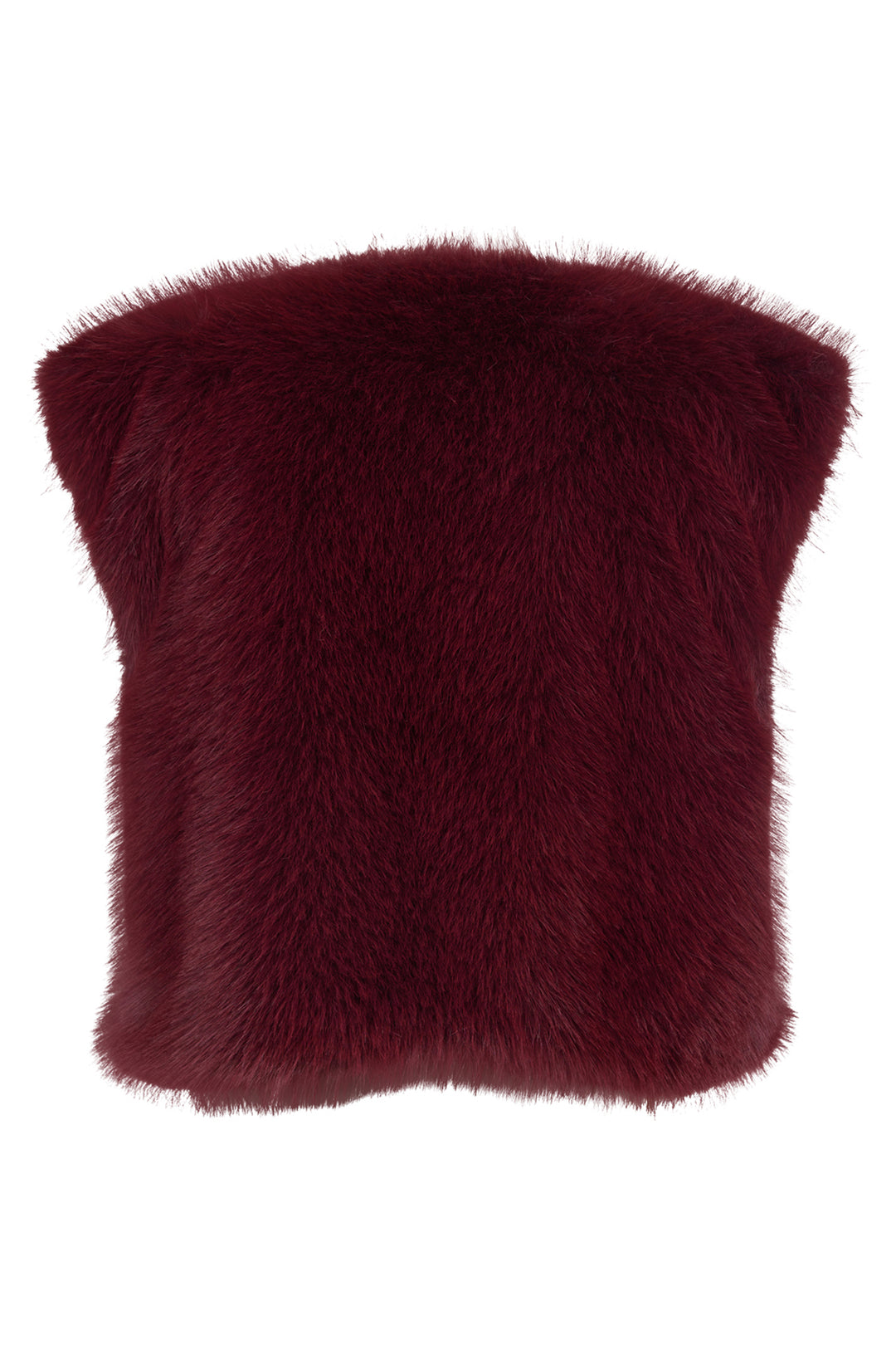 Maroon fur pillow on a white background