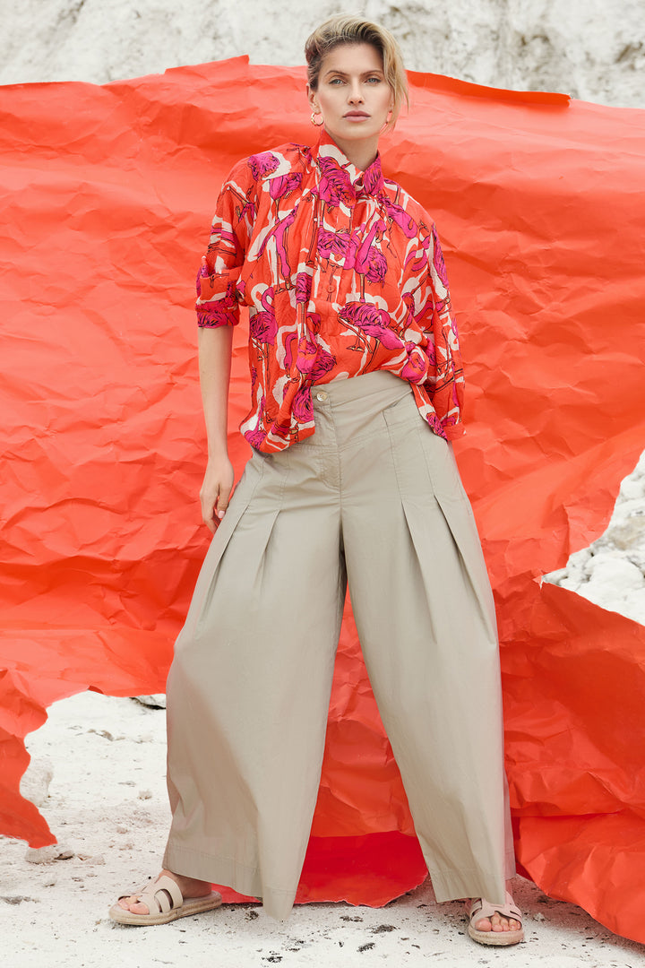 Noen Blouse Orange Flamingo Print 83598 81220 33 - Experience Boutique