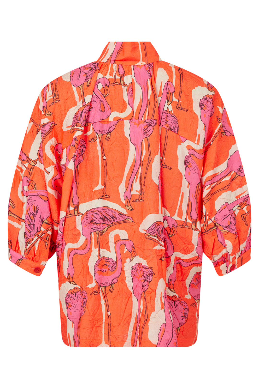 Noen Blouse Orange Flamingo Print 83598 81220 33 - Experience Boutique
