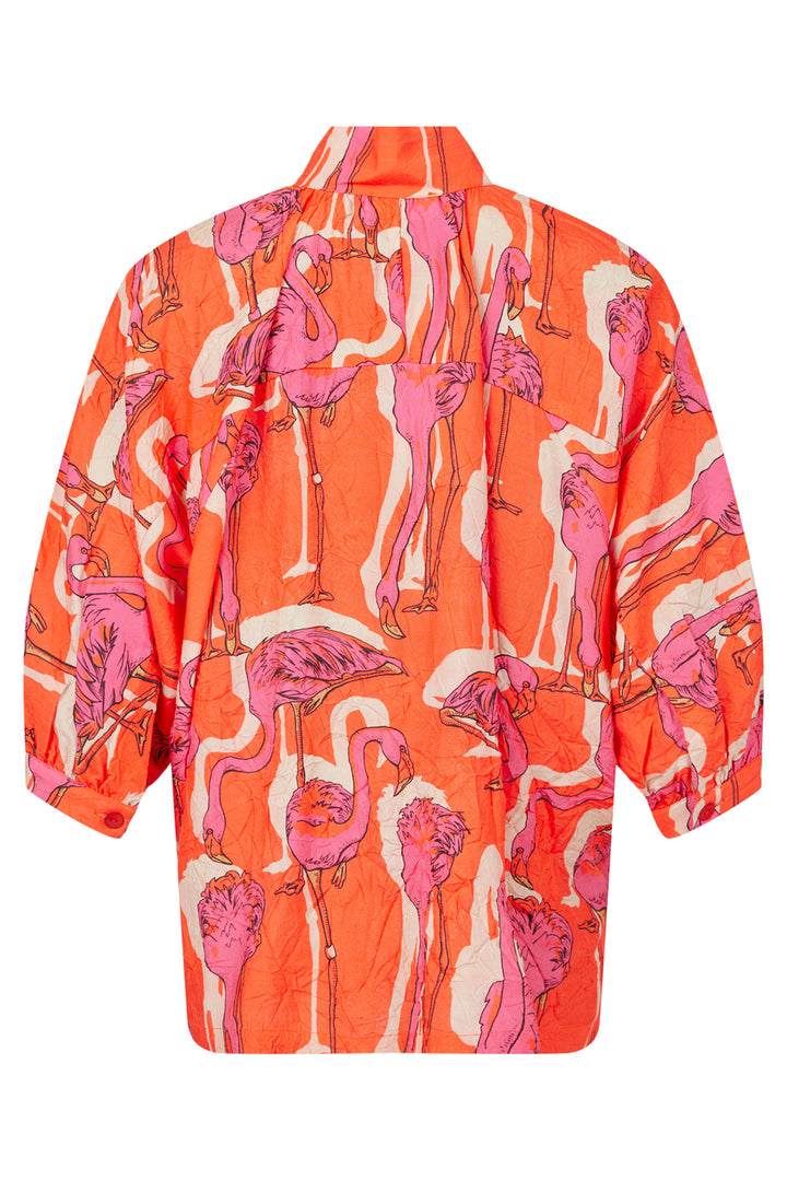 Noen Blouse Orange Flamingo Print 83598 81220 33 - Experience Boutique
