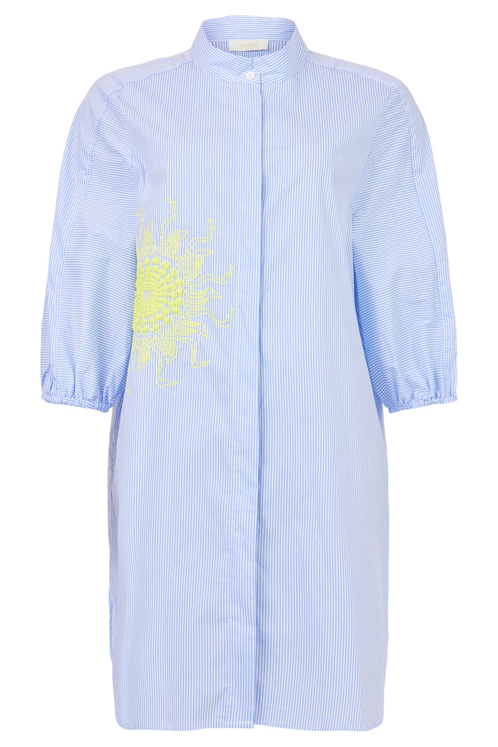 Noen Long Shirt Blue Pinstripe Embroidered Sun 86226 81235 65