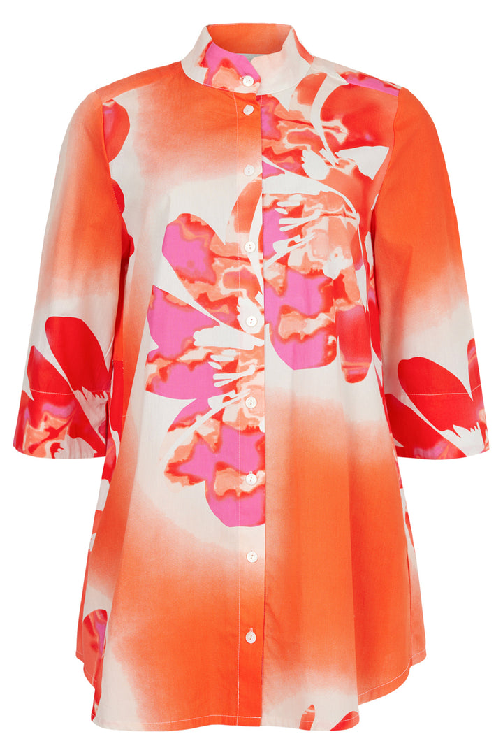 Noen Shirt Floral Print Orange Pink 86223 81227 33