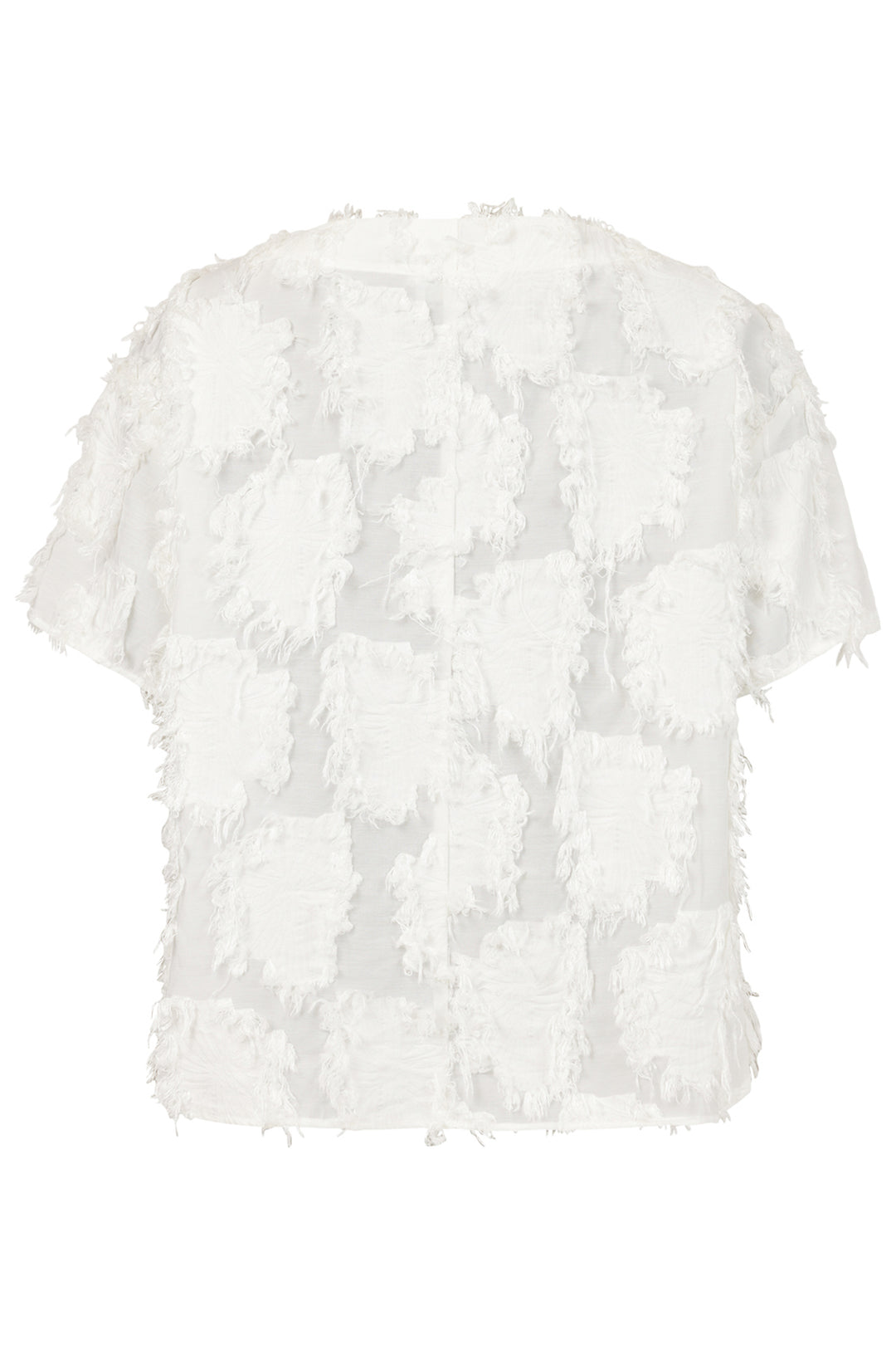 Noen Top White Frayed Edge Short Sleeve 83650 81249 11
