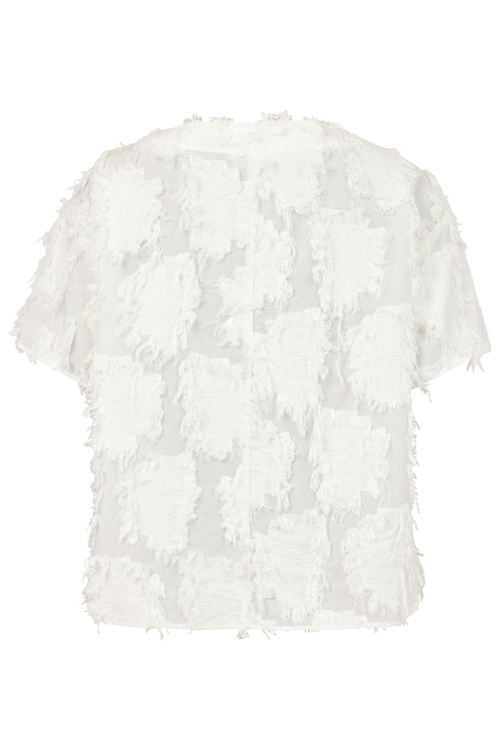Noen Top White Frayed Edge Short Sleeve 83650 81249 11