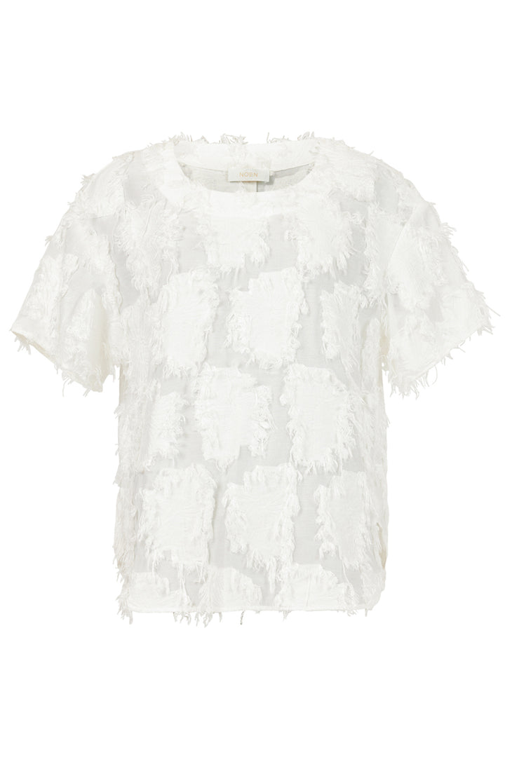 Noen Top White Frayed Edge Short Sleeve 83650 81249 11