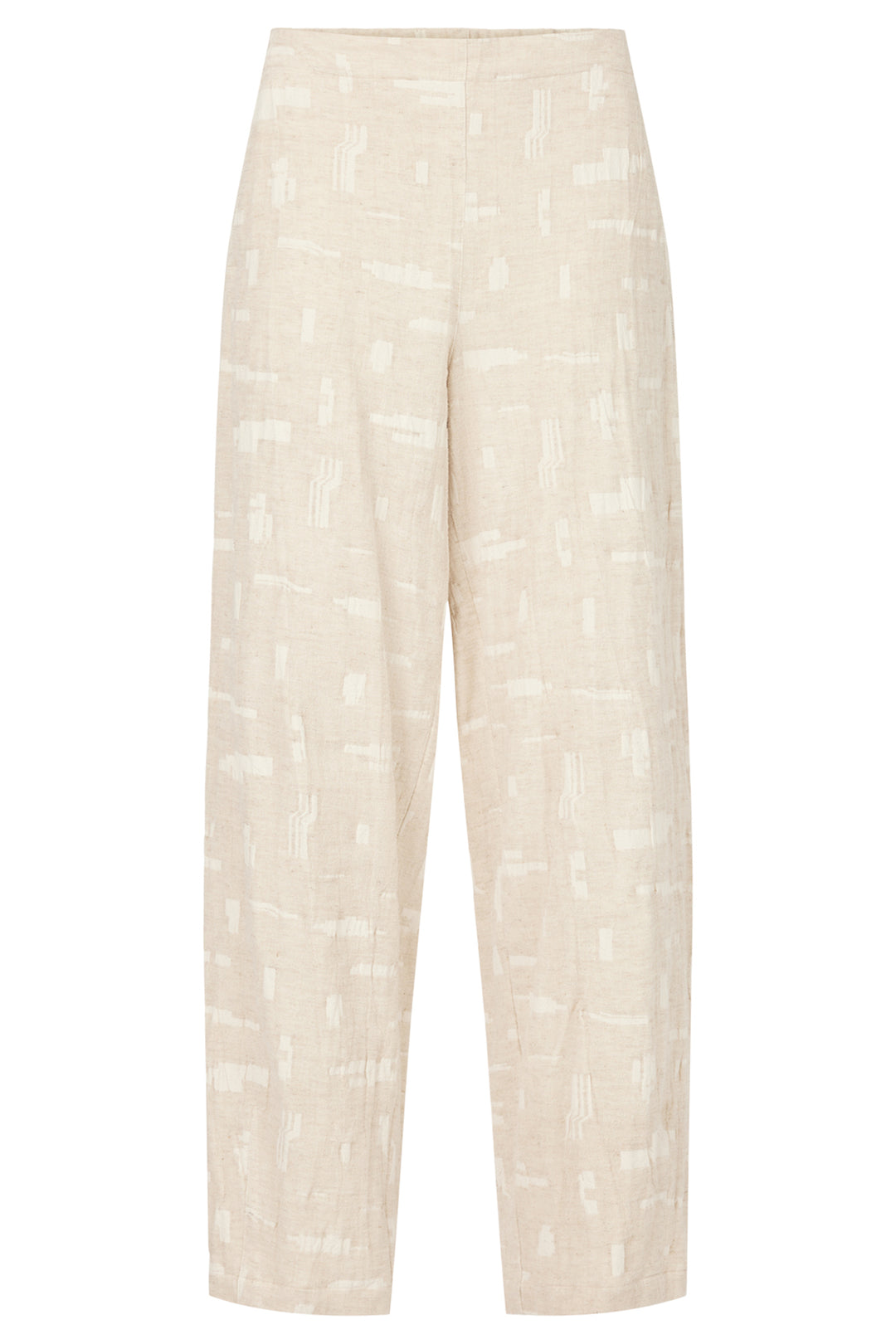 Noen Trousers Beige Textured Pattern Wide Leg 81413 81218 13