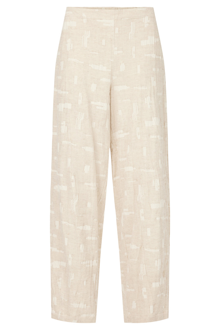 Noen Trousers Beige Textured Pattern Wide Leg 81413 81218 13