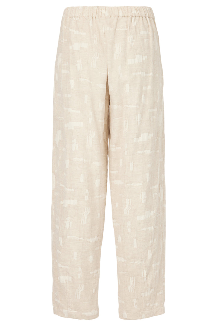 Noen Trousers Beige Textured Pattern Wide Leg 81413 81218 13