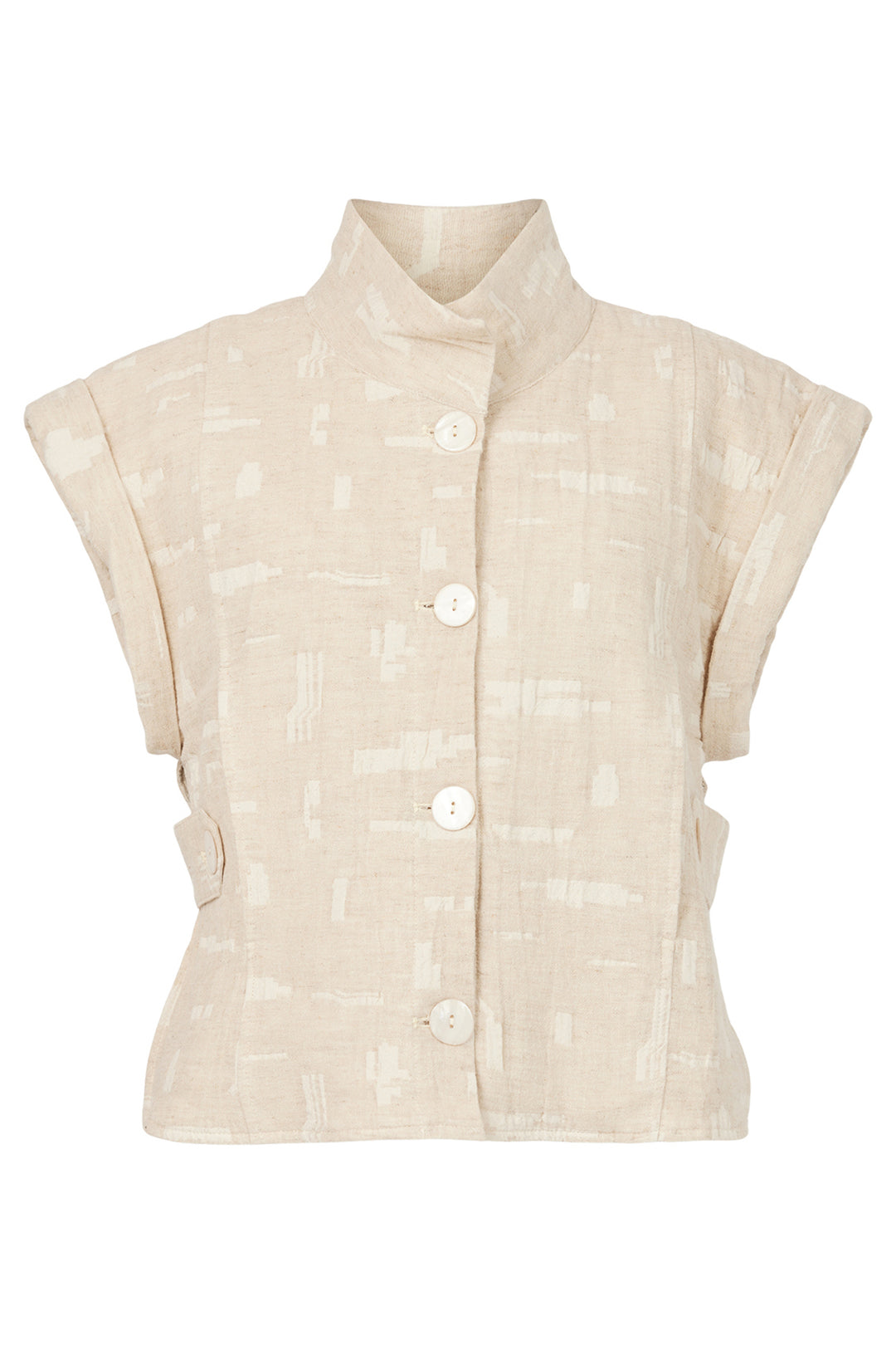 Noen Waistcoat Beige Textured Pattern 89604 81218 13