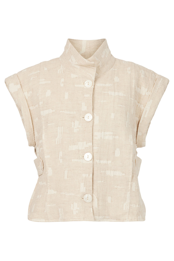 Noen Waistcoat Beige Textured Pattern 89604 81218 13