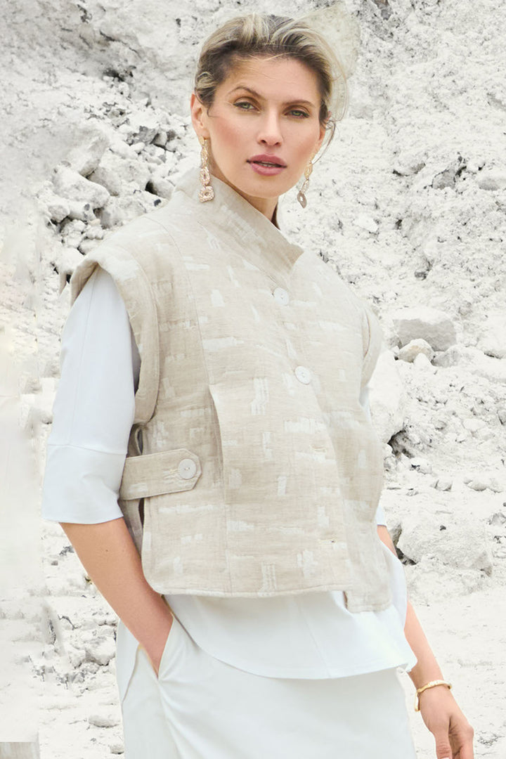 Noen Waistcoat Beige Textured Pattern 89604 81218 13