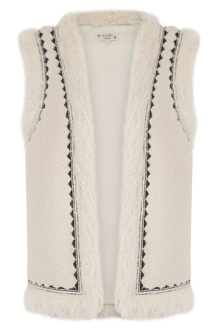 Nooki Dannika Cream Embroidered Gilet