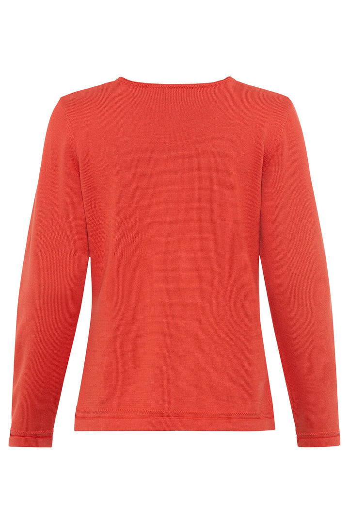 Olsen 11000755 Spiced Orange Ribbed Long Sleeve Jumper - Experience Boutique