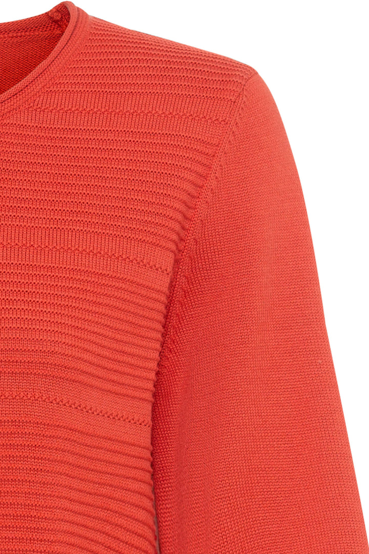 Olsen 11000755 Spiced Orange Ribbed Long Sleeve Jumper - Experience Boutique