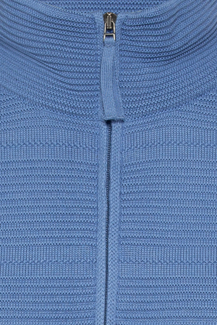 Olsen 11000756 Sterling Blue Zip Front Ribbed Cardigan - Experience Boutique