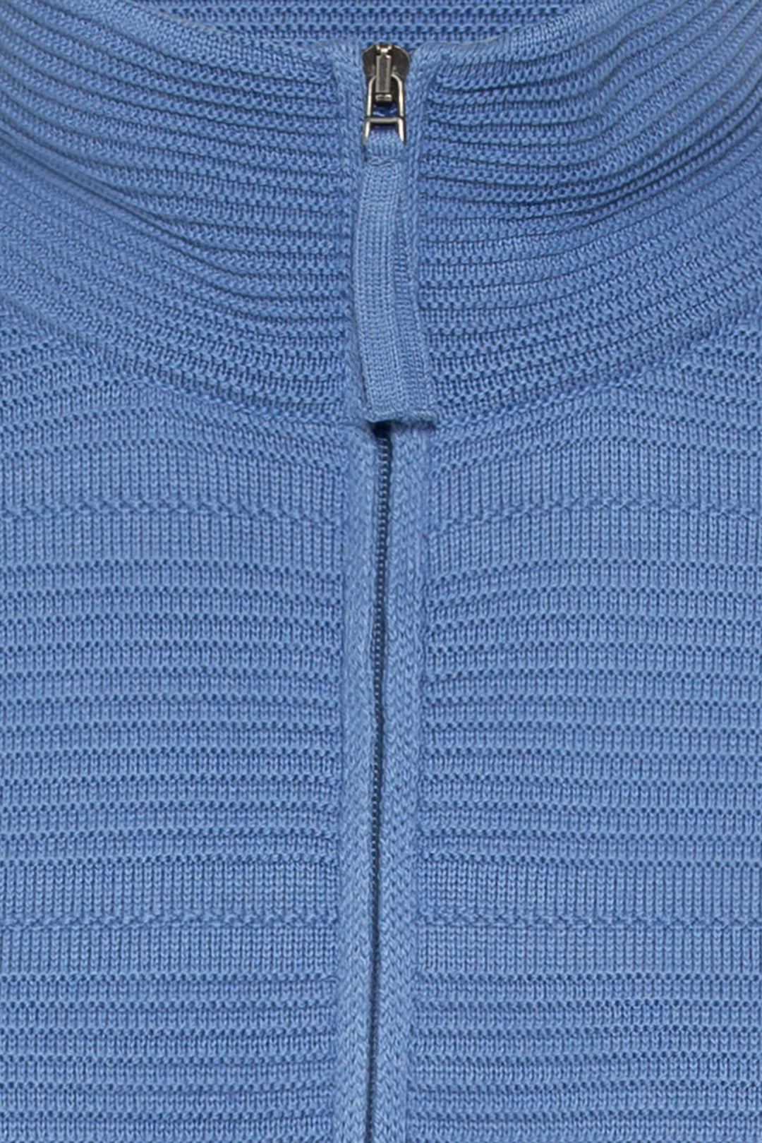 Olsen 11000756 Sterling Blue Zip Front Ribbed Cardigan - Experience Boutique