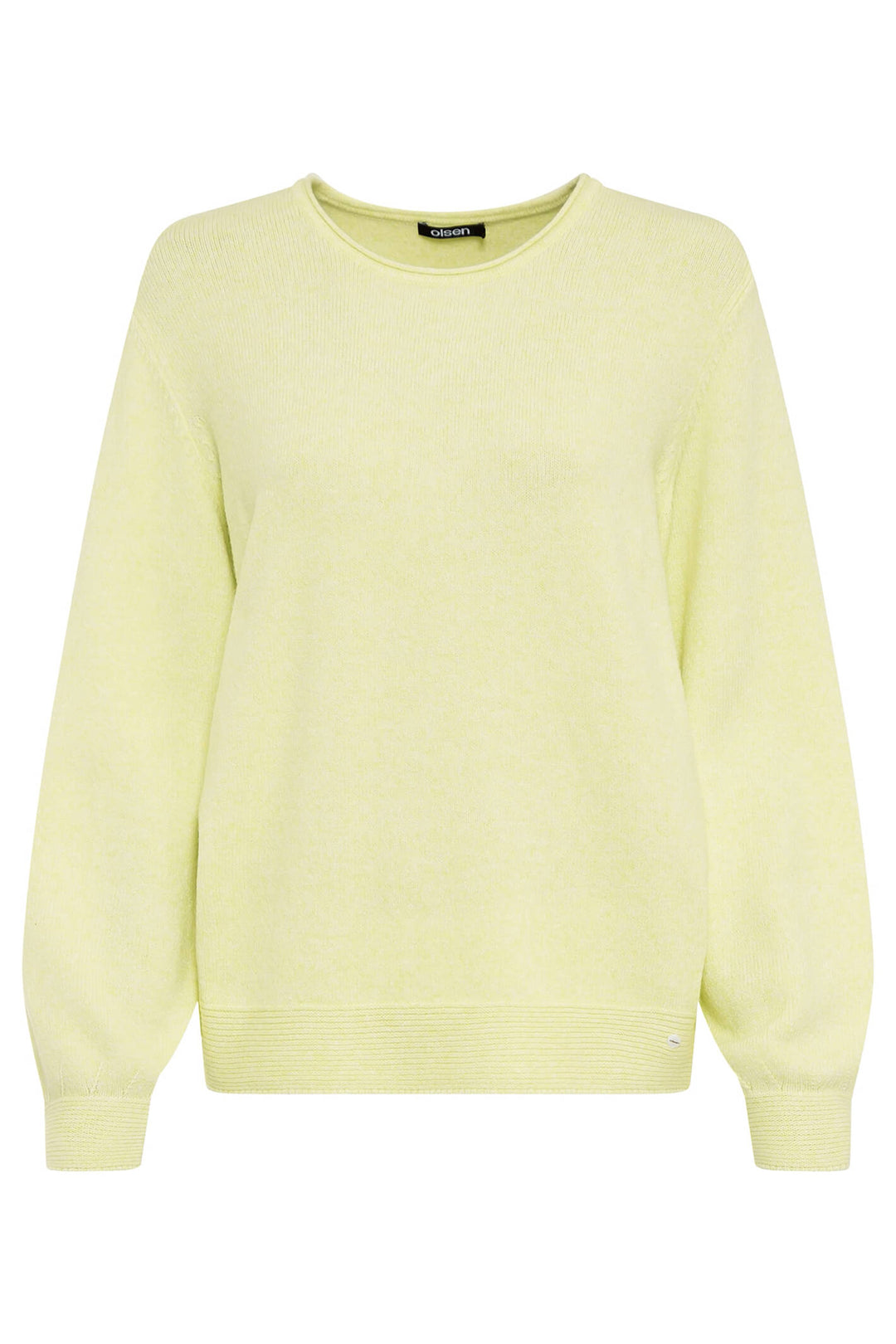 Olsen 11003518 Starfruit Green Curl Neck Jumper - Experience Boutique