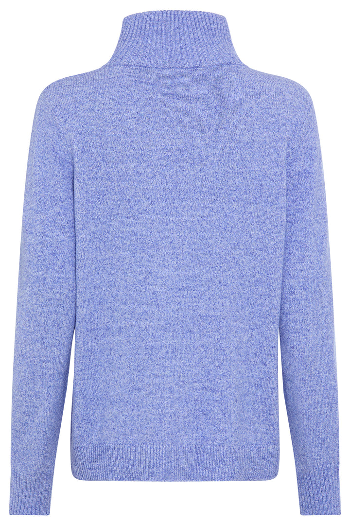 Olsen 11003938 Cobalt Blue Melange Cable Knit Zip Neck Jumper
