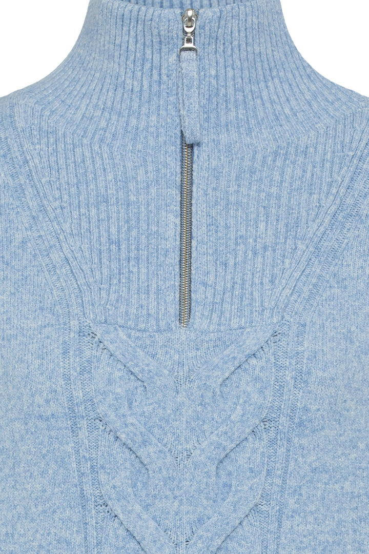 Olsen 11003938 Sterling Blue Zip Neck Jumper - Experience Boutique